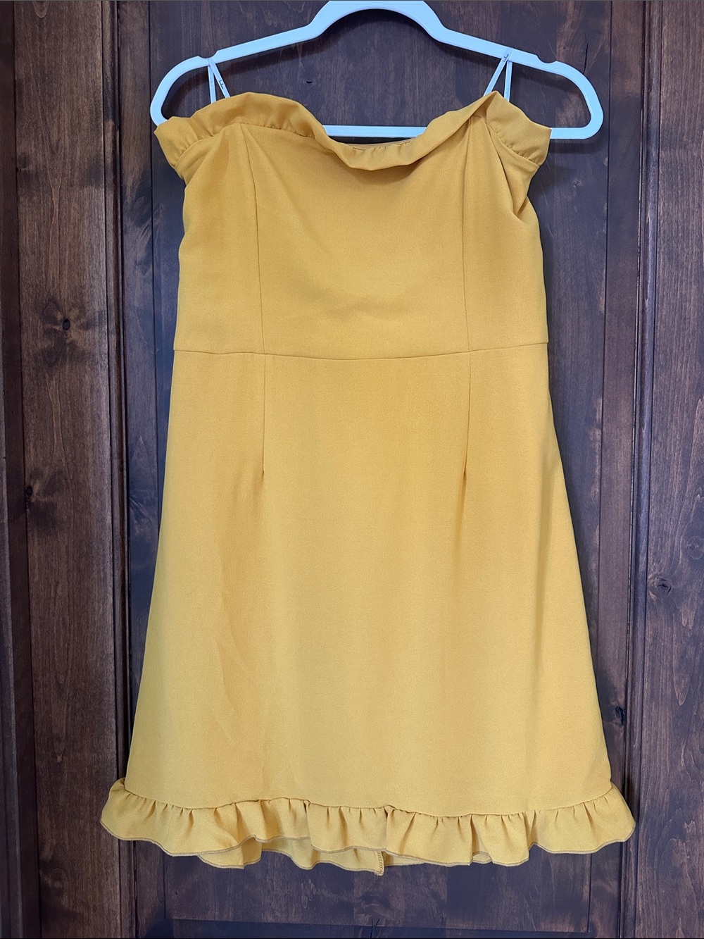 Lulus Yellow Off-Shoulder Ruffle Hem Dress